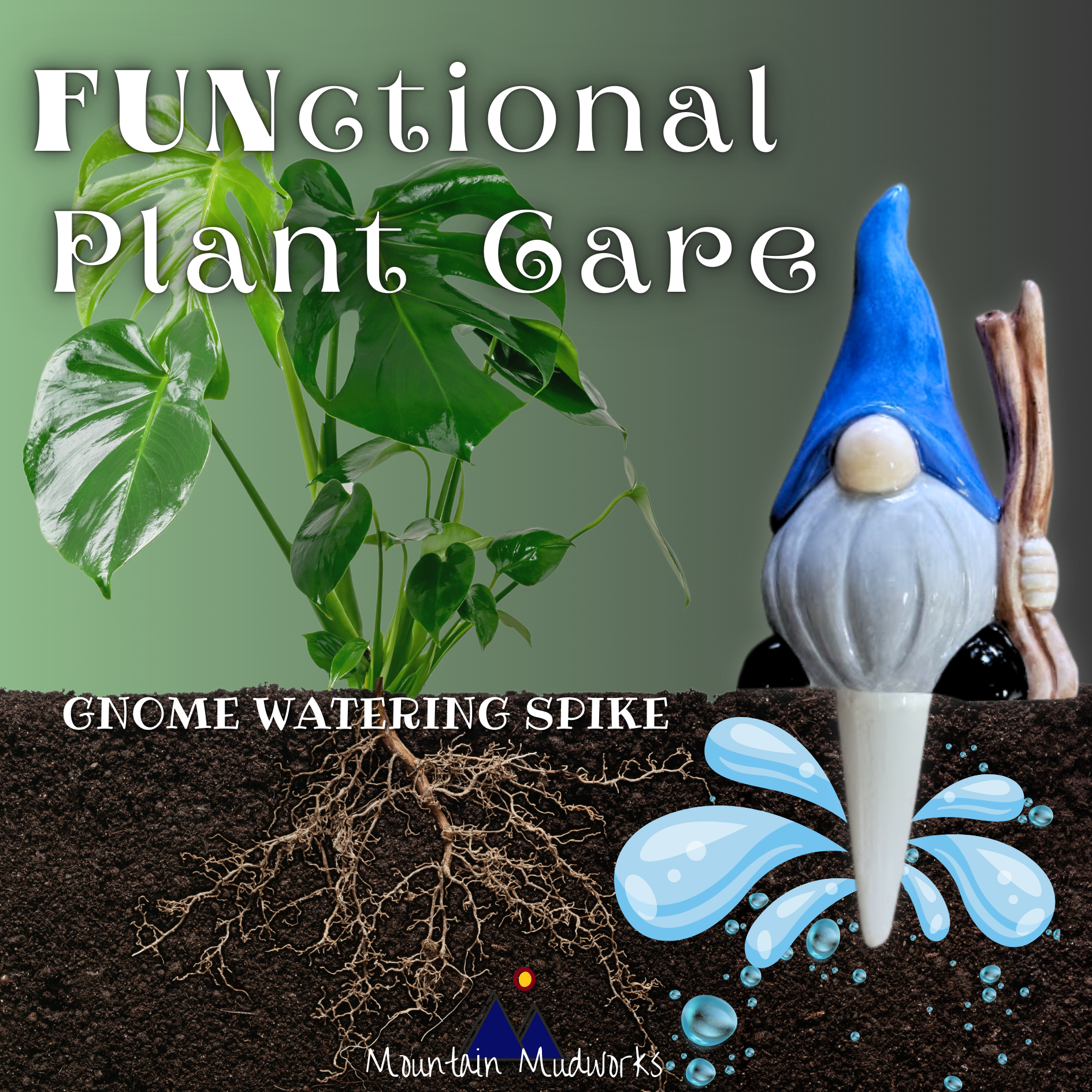 Hiking Gnome Watering Spike Mountain Mudworks