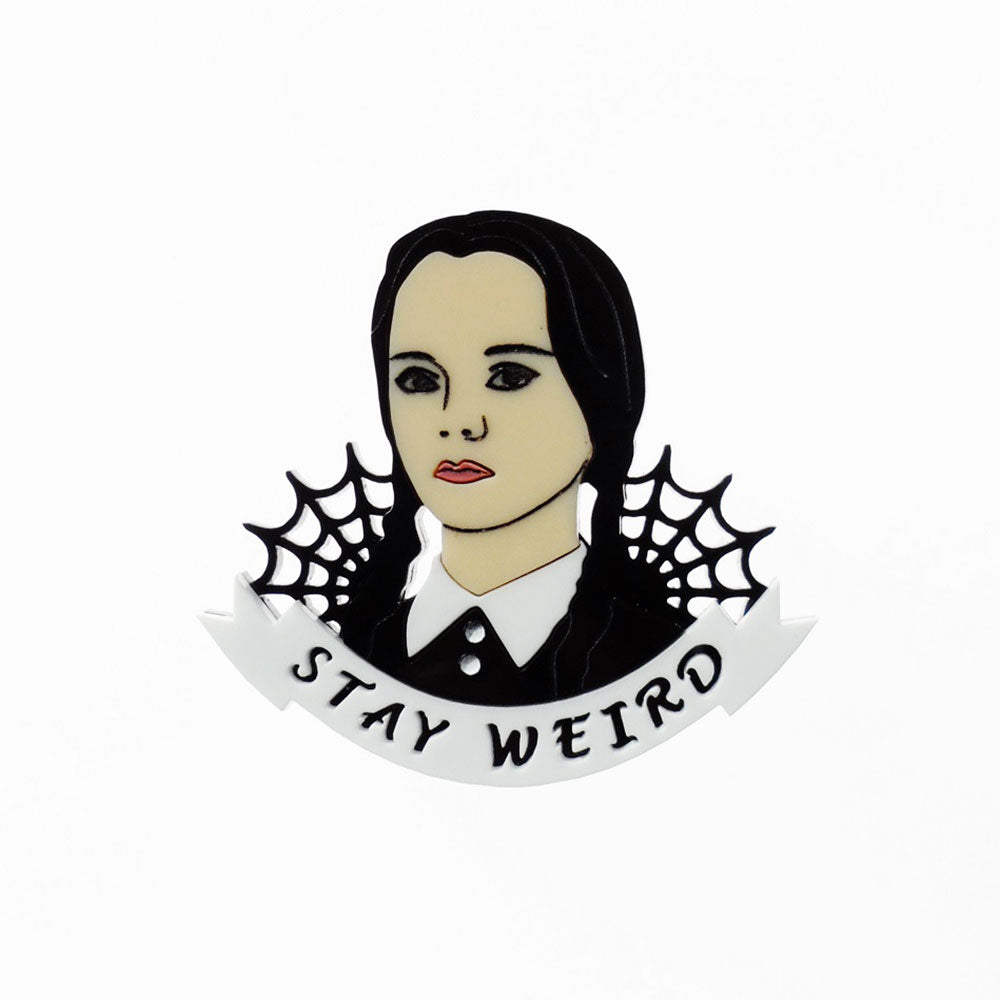Wednesday Addams Stay Weird Brooch by Cherryloco Quirks!