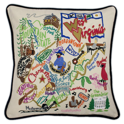 West Virginia Hand-Embroidered Pillow Quirks!