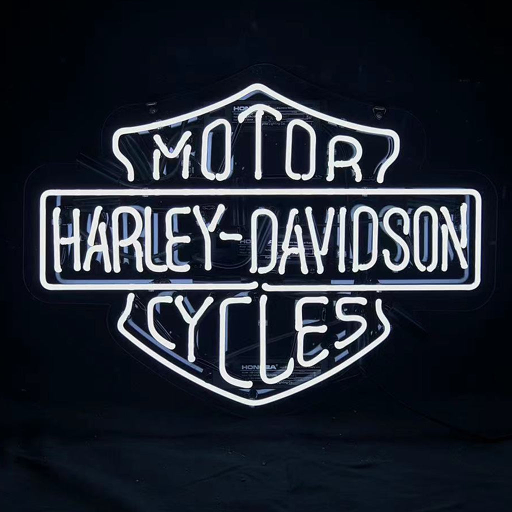 White Harley Davidson Motorcycle Neon Signs Light Neon Signs Land
