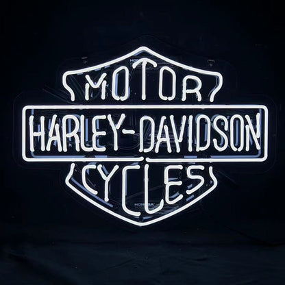 White Harley Davidson Motorcycle Neon Signs Light Neon Signs Land