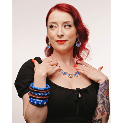 Wide Denim Blue Bangle by Splendette - MEDIUM