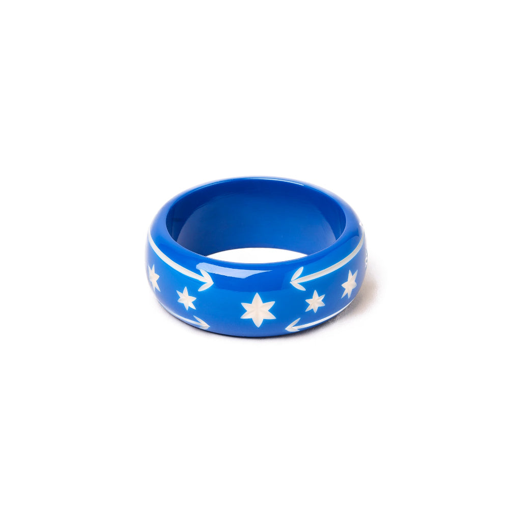 Wide Denim Blue Bangle by Splendette - MEDIUM