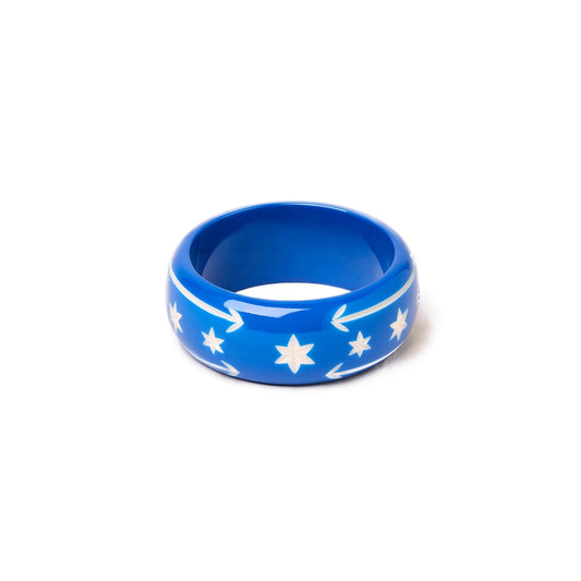 Wide Denim Blue Bangle by Splendette - MEDIUM