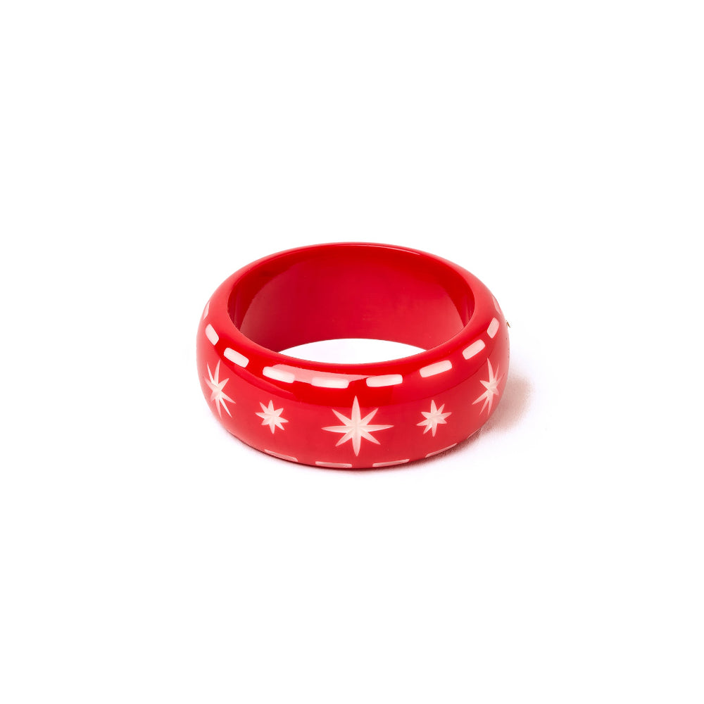 Wide Necktie Red Bangle by Splendette - MEDIUM