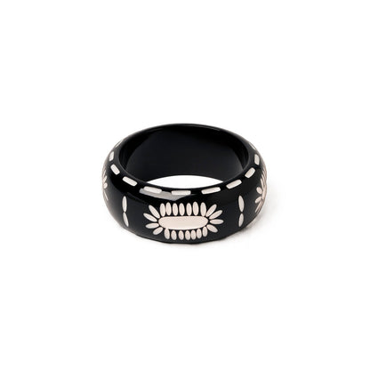 Wide Rebel Black Bangle by Splendette - MEDIUM