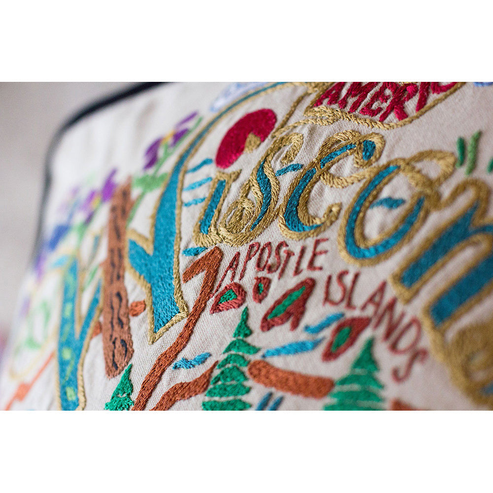 Wisconsin Hand-Embroidered Pillow Quirks!
