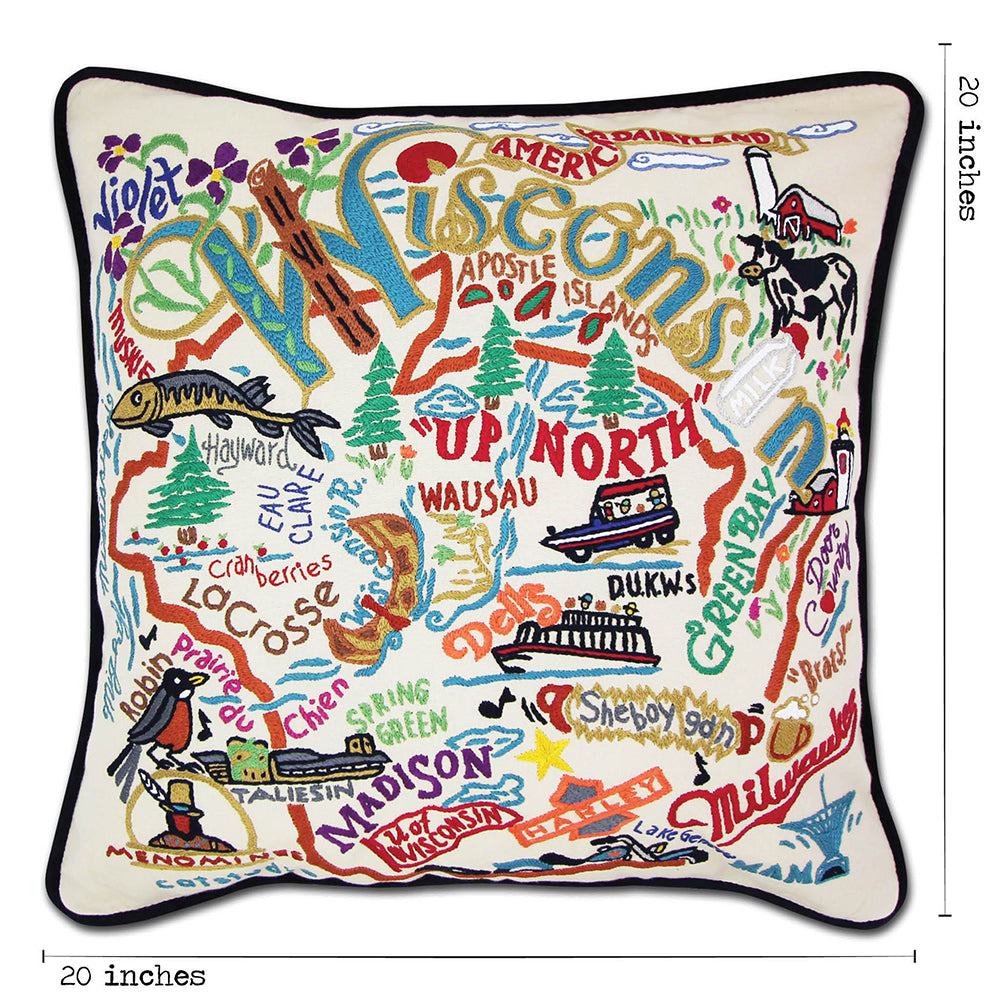 Wisconsin Hand-Embroidered Pillow Quirks!