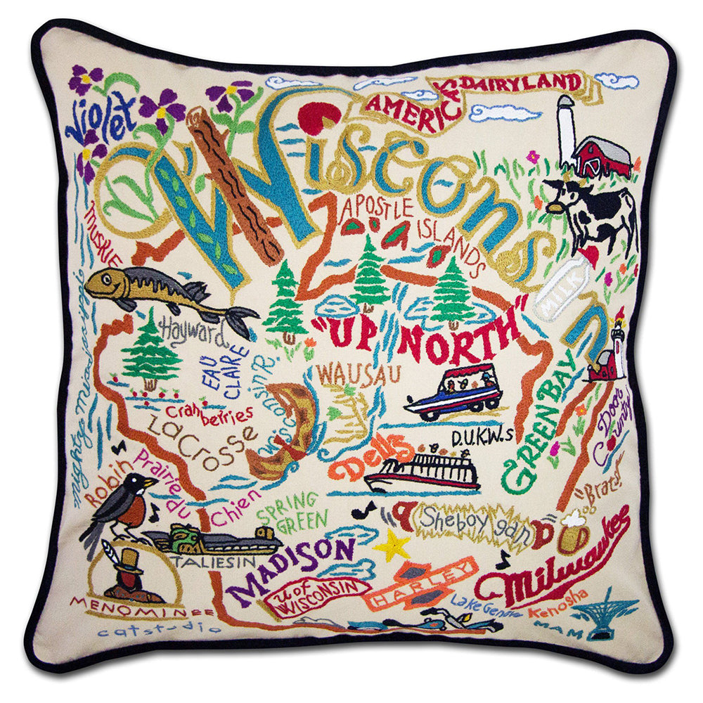 Wisconsin Hand-Embroidered Pillow Quirks!