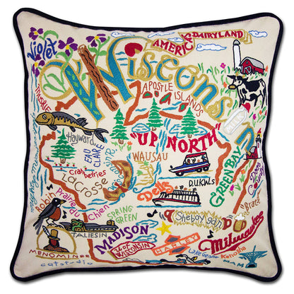 Wisconsin Hand-Embroidered Pillow Quirks!