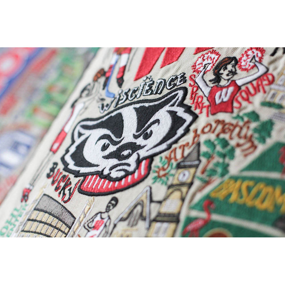 Wisconsin, University of Collegiate Embroidered Pillow by CatStudio Quirks!