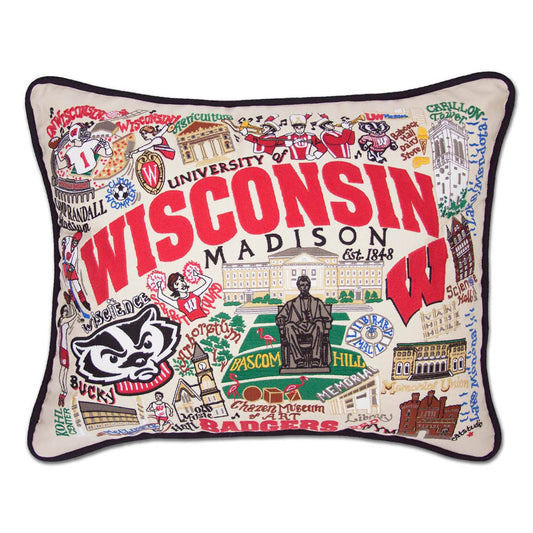 Wisconsin, University of Collegiate Embroidered Pillow by CatStudio Quirks!