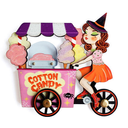Witch w/ Cotton Candy Cart Brooch by Laliblue Quirks!