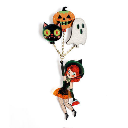 Witch with Balloons Brooch by Laliblue Quirks!
