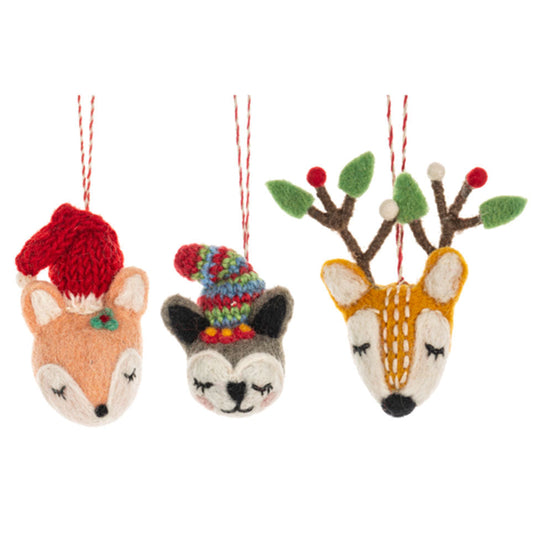 Handmade Felted Wool Winter Pal Ornaments Set of 3 Quirks!