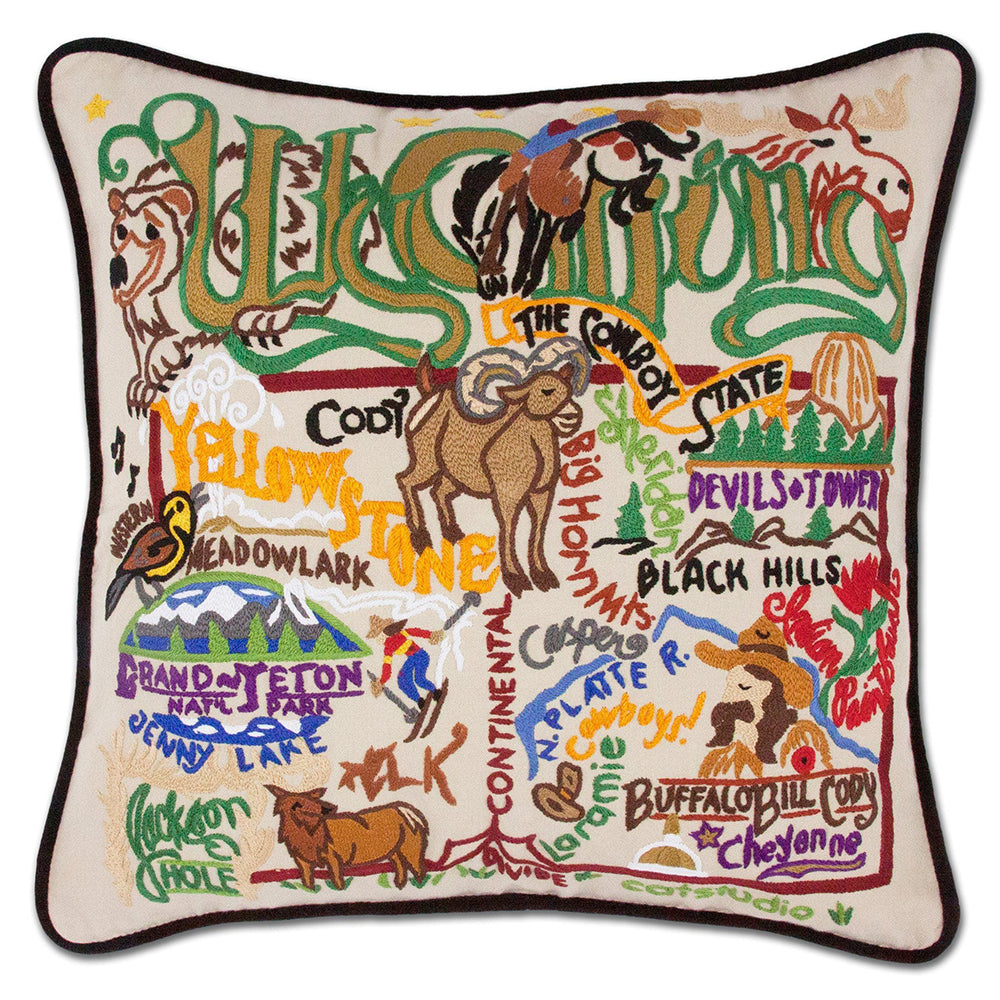 Wyoming Hand-Embroidered Pillow Quirks!