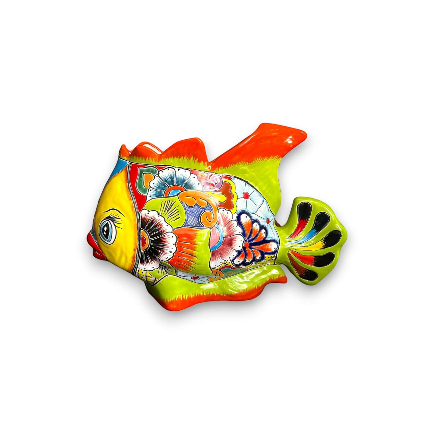 Large Talavera Fish Planter | Hand-Painted Mexican Statue Pottery