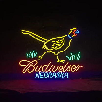 Yellow Pheasant Hunter Budweiser Nebraska Neon Sign Light Neon Signs Land