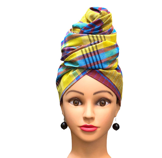 Yellow/Blue Head-Wrap