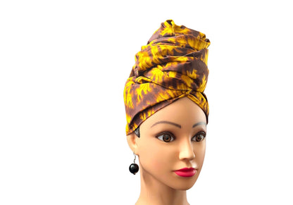 YELLOW/BROWN Head-Wrap