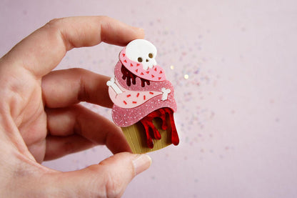Zombie Cupcake Halloween Brooch by Laliblue