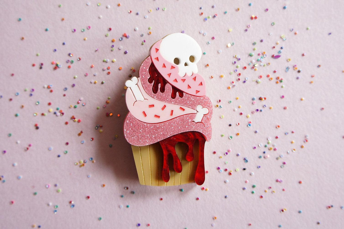 Zombie Cupcake Halloween Brooch by Laliblue