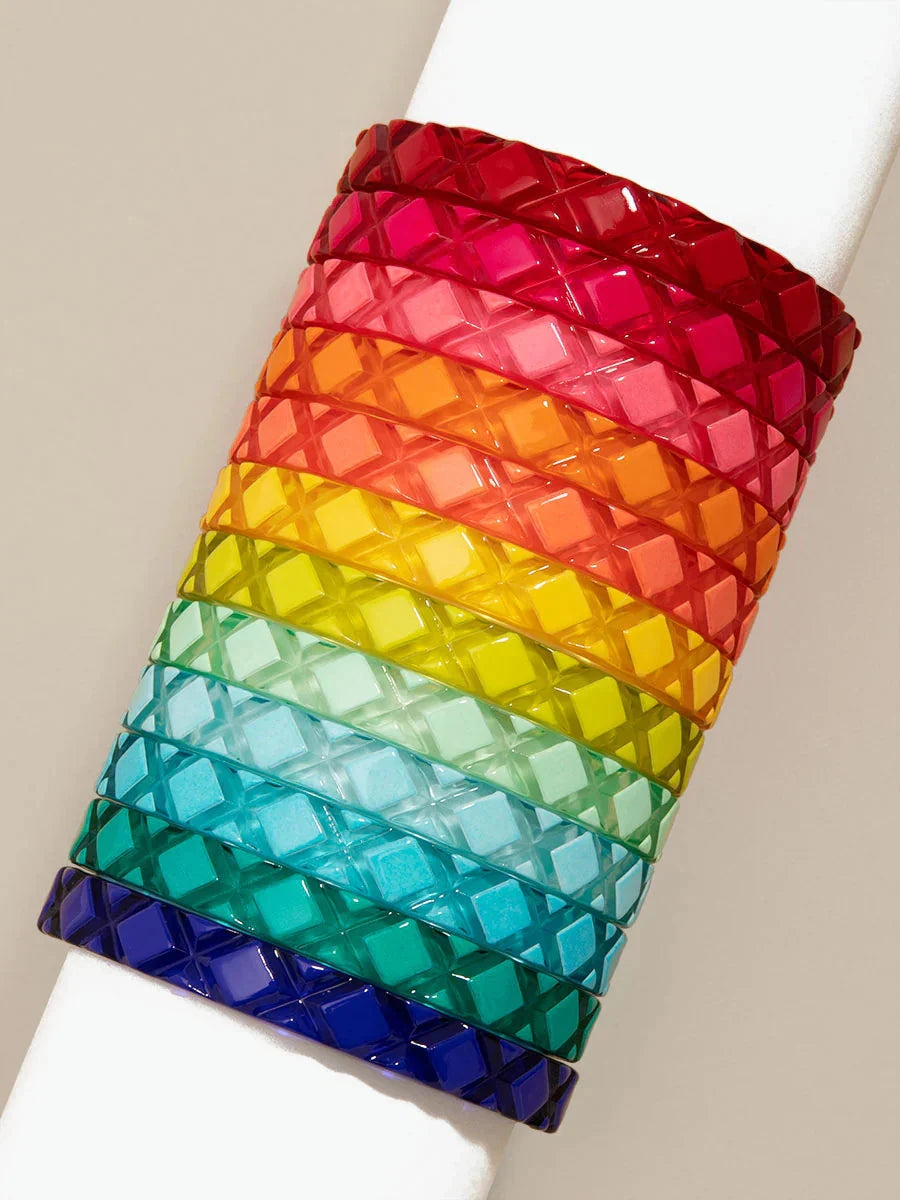 Quilted Resin Bangle Bracelet -WHITE Quirks!